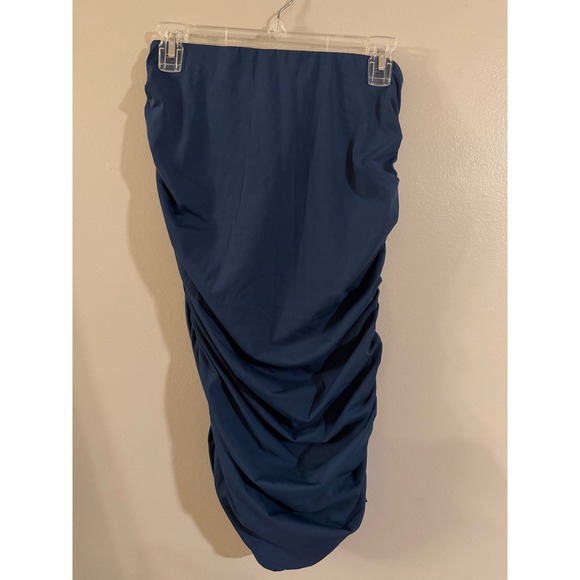 HALARA Dresses & Skirts - Halara Navy Blue Ruched Midi Skirt/dress Women Medium NWT High Stretch Bodycon